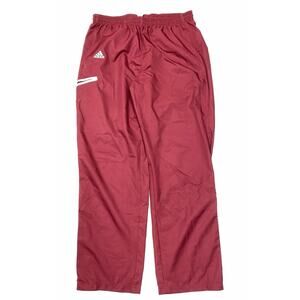 Adidas Track Pants Men L Red Straight Wide Leg 3 Strips Zipper Legs Athletic